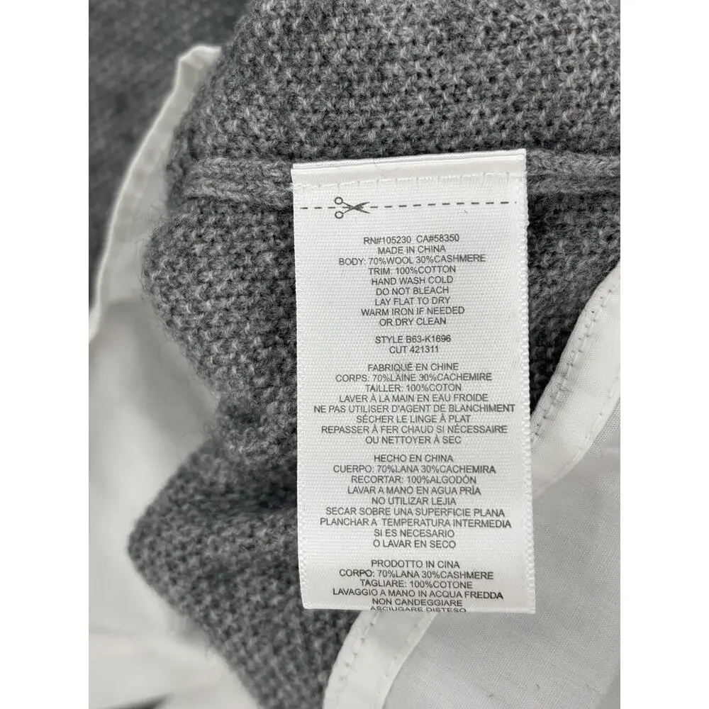 Joie Rika Sweater Womens Medium Gray White Wool Cashmere Collared Pullover Knit